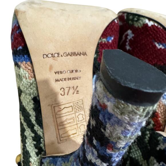 Dolce & Gabbana Floral Tapestry Mary Jane Heels Multicolor Baroque Pumps EU 37.5 - Picture 8 of 8